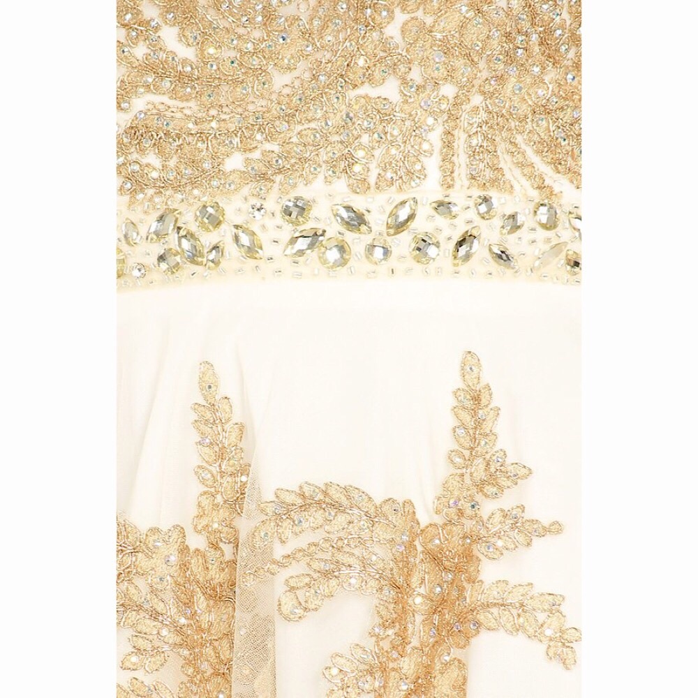 My Fashion 1698 White & Gold Lace Mini Dress - Picture 6 of 7